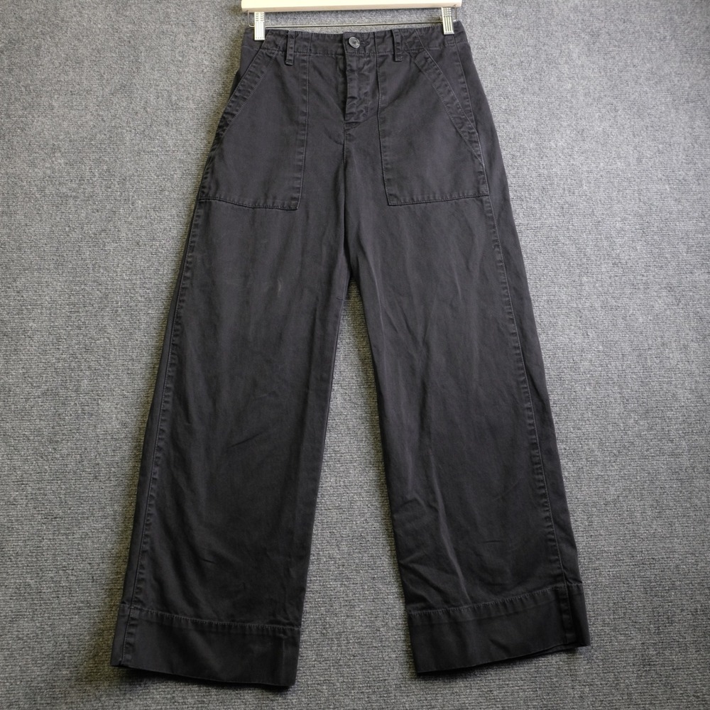 Velvet Wide Leg Utility Pants Womens 4 Black High Rise Cotton Chino Workwear